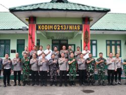Sinergi TNI–Polri di Nias, Kapolres Gelar Silaturahmi ke Kodim 0213