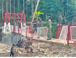 Bakti TNI AD, Kodim 0213/Nias Rampungkan Jembatan Gantung Sungai Hou