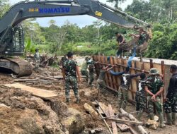 Bakti TNI Hadirkan Jembatan Modular di Gunungsitoli, Pembangunan Masuki Tahap Pengecoran