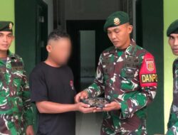 Gencarkan Komsos dan Edukasi Hukum, Satgas Pamtas Yonarmed 13/Nanggala Terima Penyerahan Sukarela ±1 Kg Sisik Trenggiling dari Warga Perbatasan