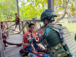 Satgas Yonif 645/GTY Gelar Pelayanan Kesehatan dan Anjangsana di Desa Ampera, Yalimo